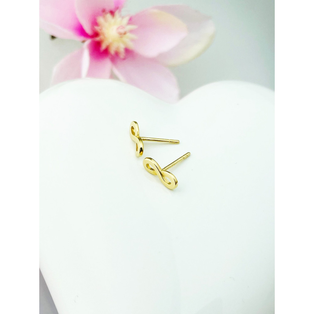 Infinity Ohrringe Ohrhänger Ohrstecker Ohrschmuck Paar Gelbgold 585er 14KT