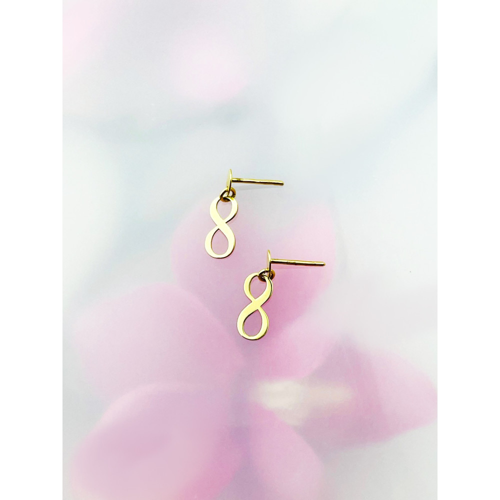 Infinity Ohrringe Ohrhänger Ohrstecker Ohrschmuck Paar Gelbgold 585er 14KT