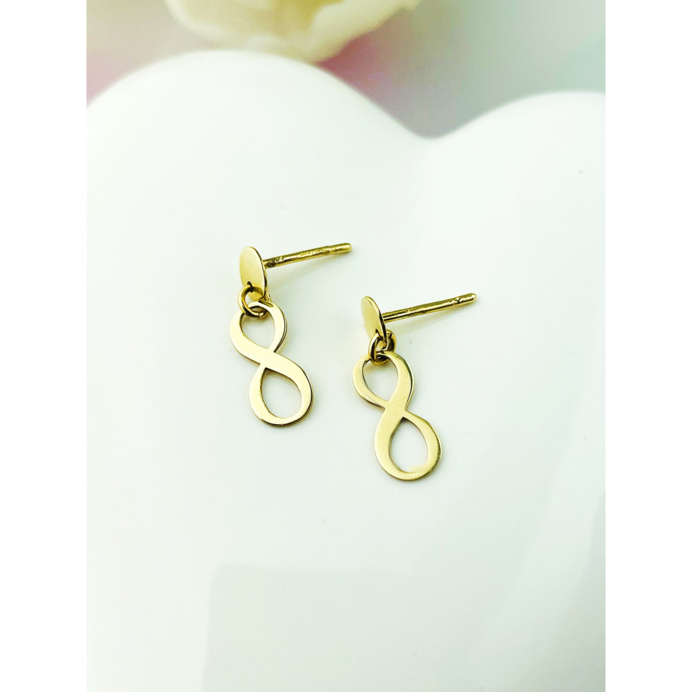 Infinity Ohrringe Ohrhänger Ohrstecker Ohrschmuck Paar Gelbgold 585er 14KT