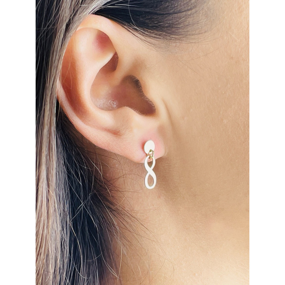 Infinity Ohrringe Ohrhänger Ohrstecker Ohrschmuck Paar Gelbgold 585er 14KT