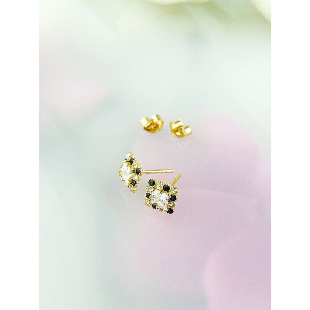 copy of Złote kolczyki kuleczki z cyrkoniami dwukolorowe