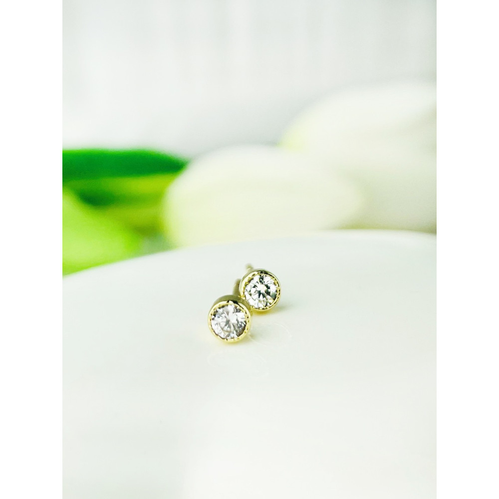 Gold Ohrringe Kugel mit Zirkonia Ohrhänger Ohrstecker Ohrschmuck Gelbgold Gold 585er 14KT