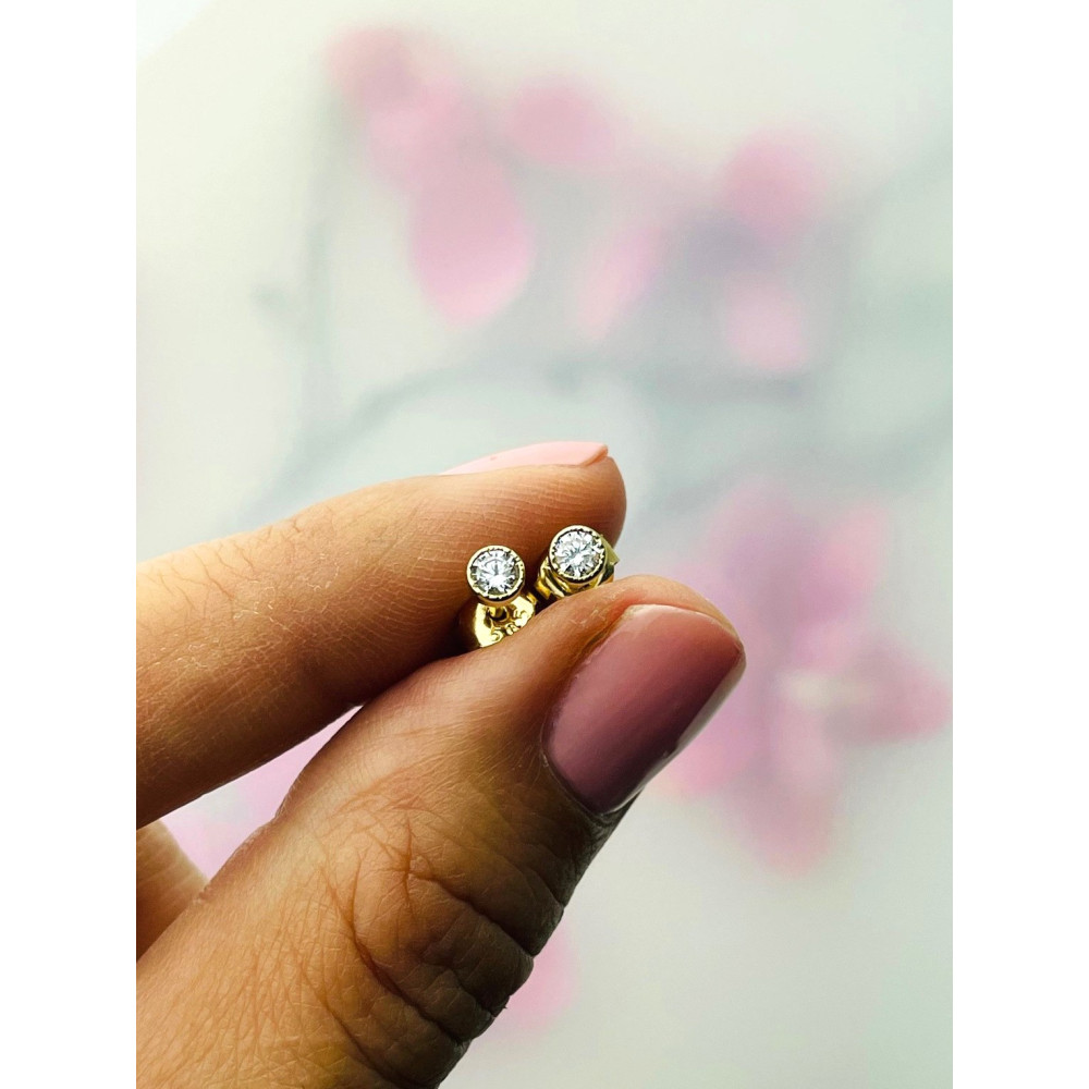 Gold Ohrringe Kugel mit Zirkonia Ohrhänger Ohrstecker Ohrschmuck Gelbgold Gold 585er 14KT