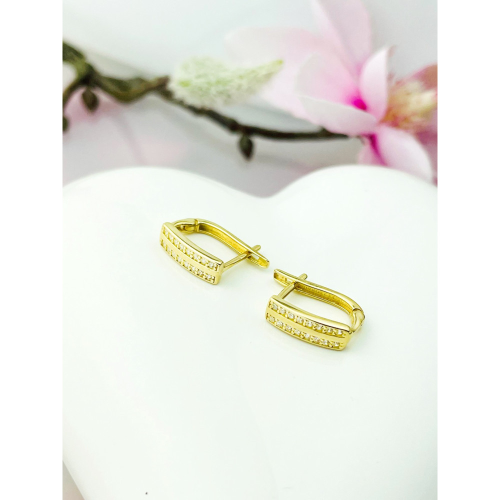 Ohrringe mit Zirkonia Ohrhänger Ohrstecker Ohrschmuck Gelbgold Paar 585er 14KT