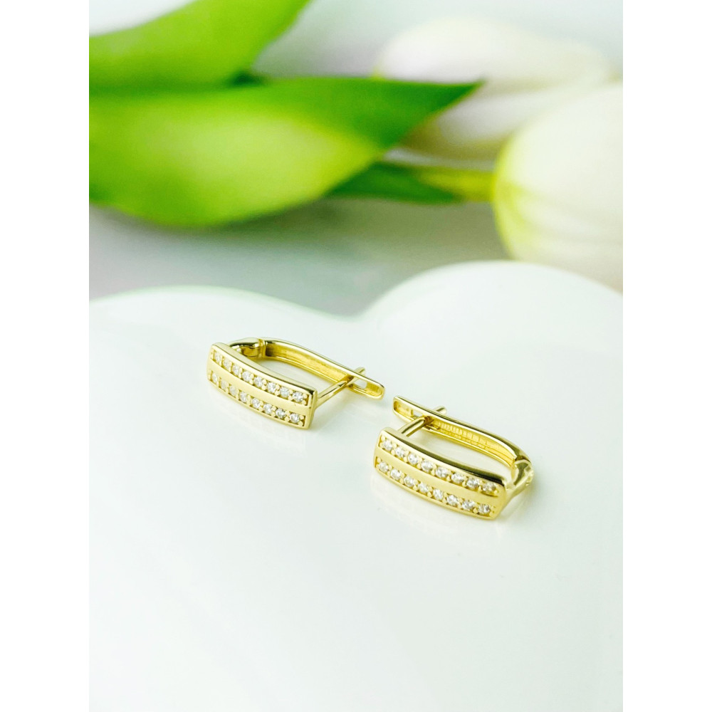 Ohrringe mit Zirkonia Ohrhänger Ohrstecker Ohrschmuck Gelbgold Paar 585er 14KT