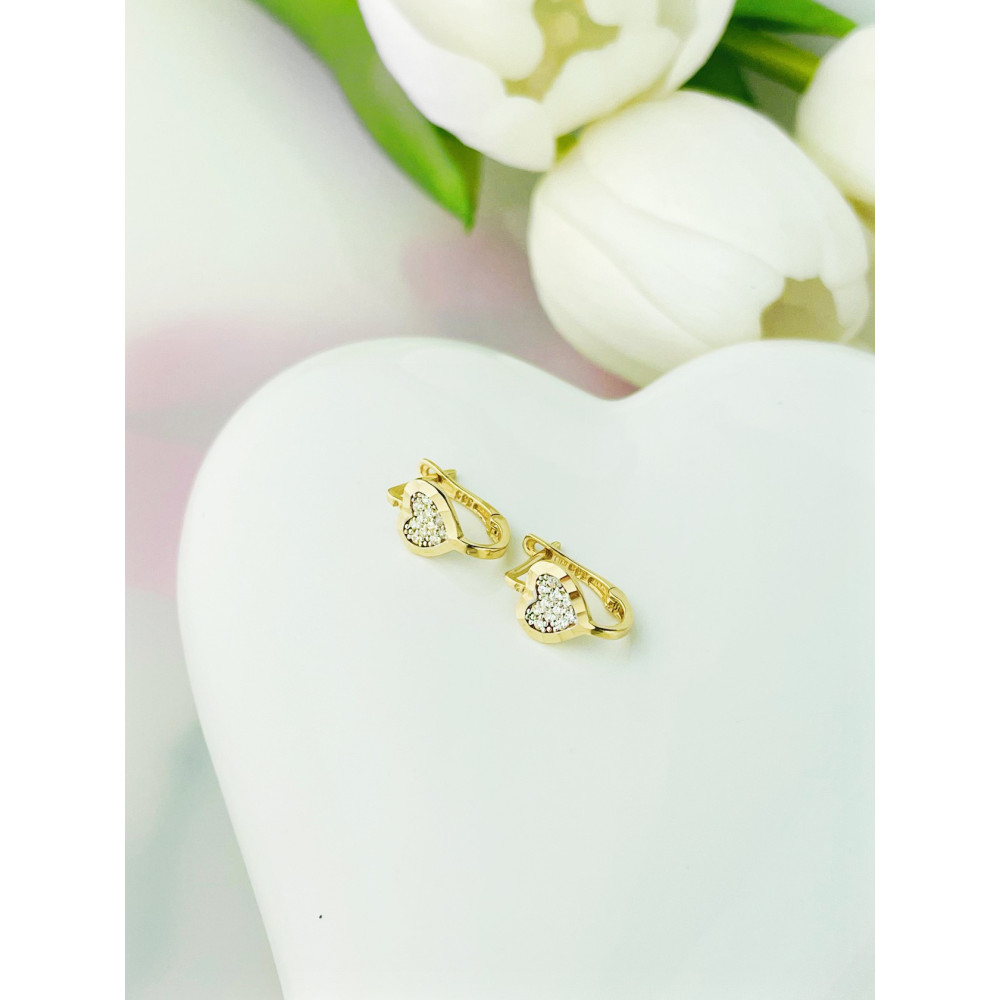 Herz Ohrringe Ohrhänger Ohrstecker Ohrschmuck mit Zirkonia Gelbgold Paar 585er 14KT