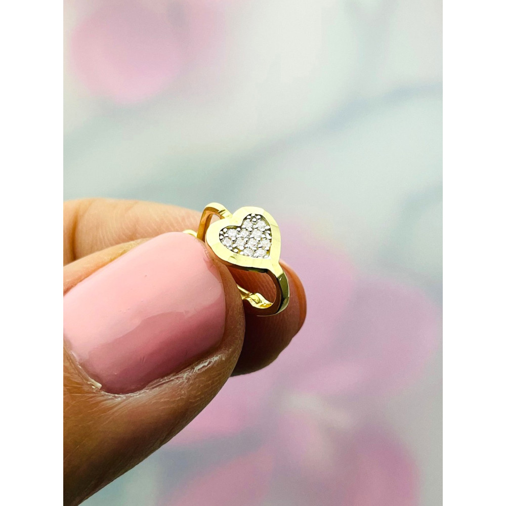 Herz Ohrringe Ohrhänger Ohrstecker Ohrschmuck mit Zirkonia Gelbgold Paar 585er 14KT