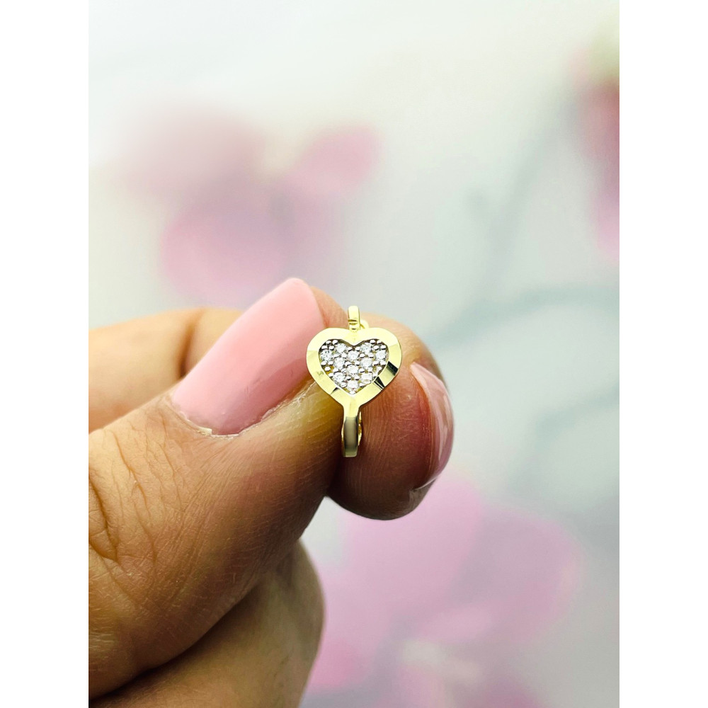 Herz Ohrringe Ohrhänger Ohrstecker Ohrschmuck mit Zirkonia Gelbgold Paar 585er 14KT