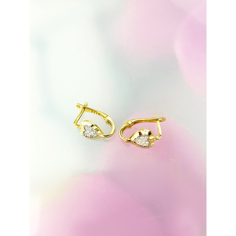 Herz Ohrringe Ohrhänger Ohrstecker Ohrschmuck mit Zirkonia Gelbgold Paar 585er 14KT