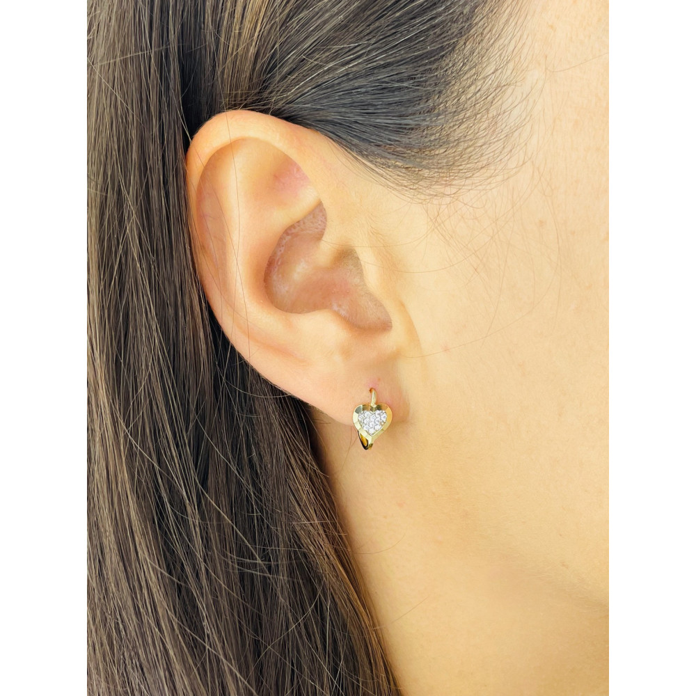 Herz Ohrringe Ohrhänger Ohrstecker Ohrschmuck mit Zirkonia Gelbgold Paar 585er 14KT