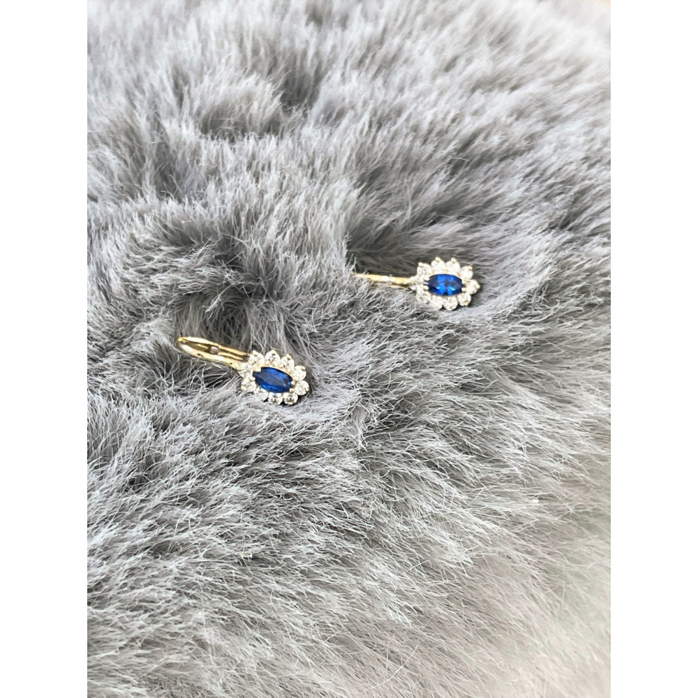 Złote kolczyki owalne z cyrkoniami dwukolorowe