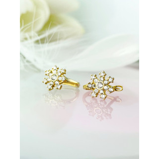 Schneeflocke Ohrringe Ohrhänger Ohrstecker Ohrschmuck mit Zirkonia Gelbgold Paar 585er 14KT