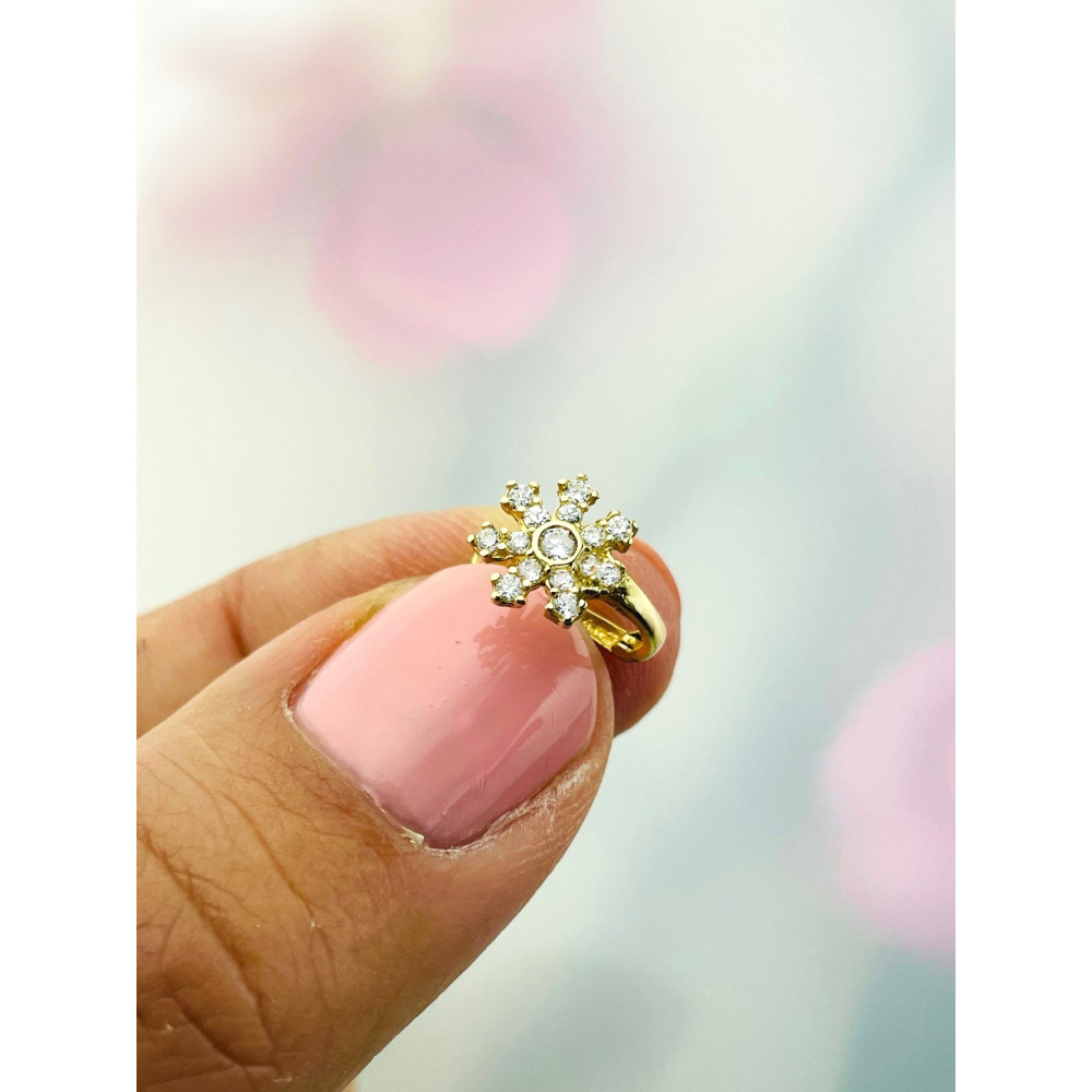 Schneeflocke Ohrringe Ohrhänger Ohrstecker Ohrschmuck mit Zirkonia Gelbgold Paar 585er 14KT