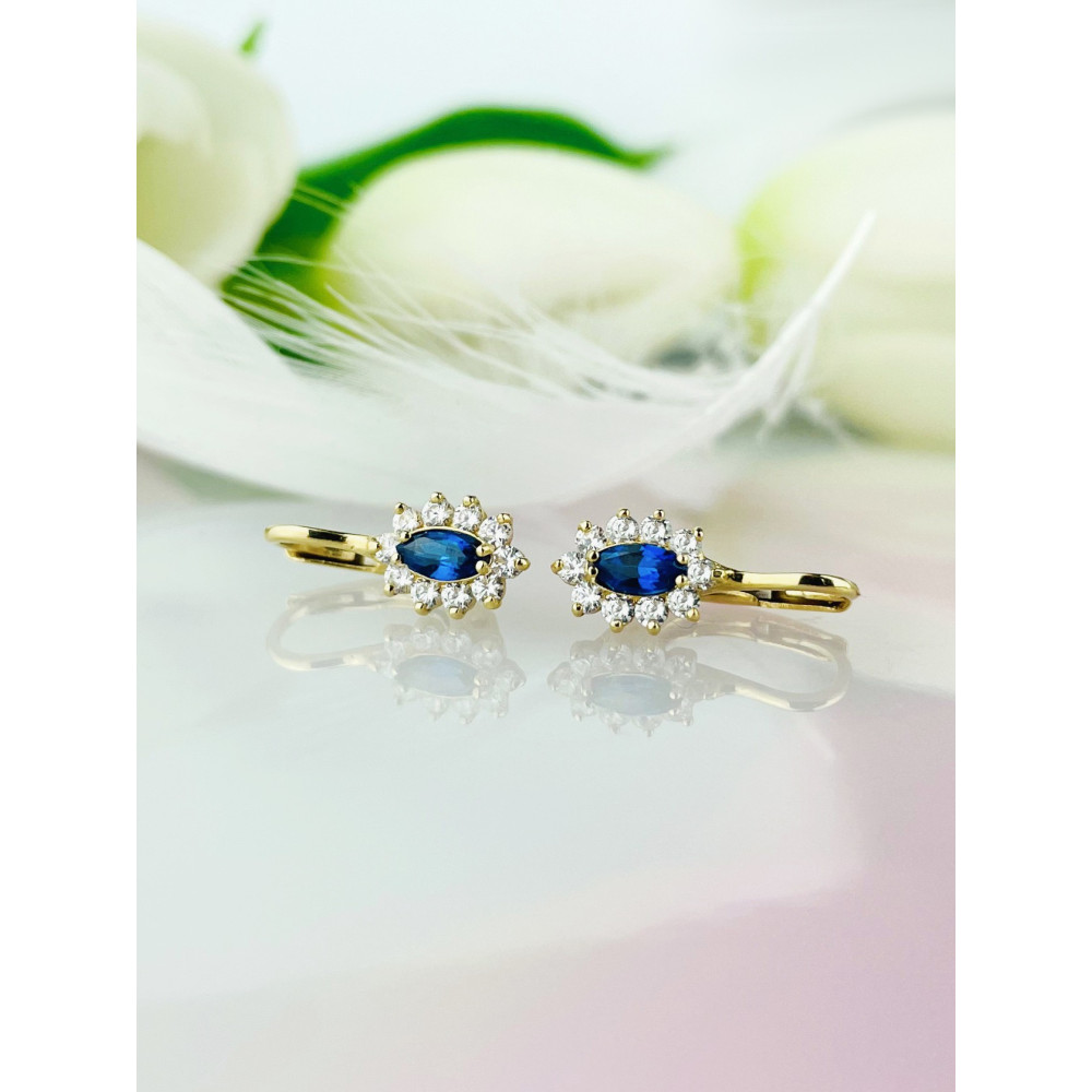 Ohrringe Ohrhänger mit Zirkonia Ohrstecker Ohrschmuck Paar Gelbgold 585er 14KT