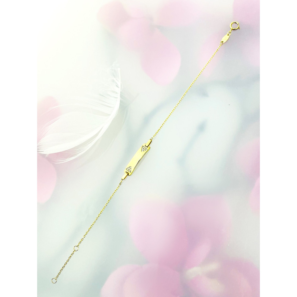 Kinder Goldarmband Armband mit Zirkonia Armkette Gelbgold 585er 14KT