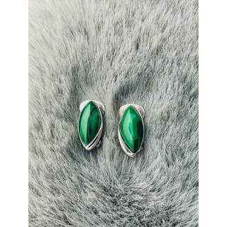 Srebrne klipsy malachit