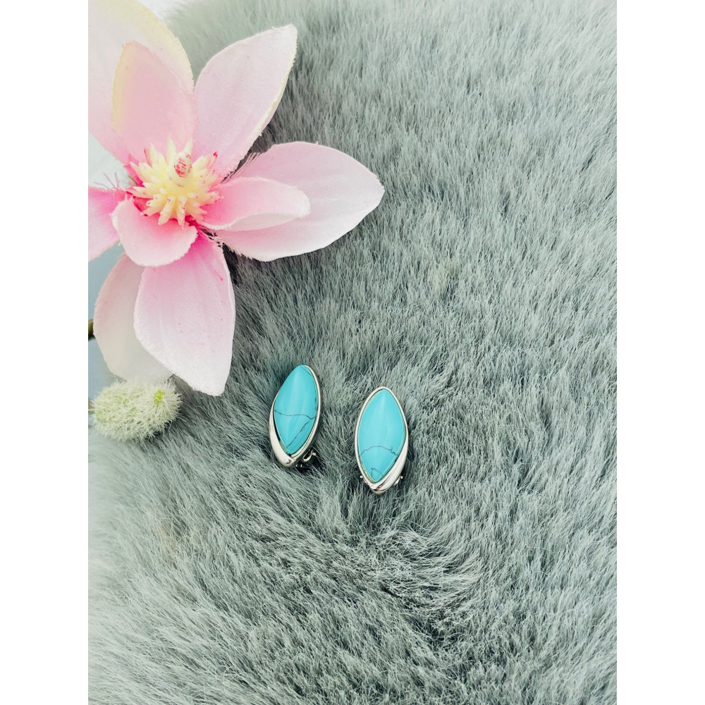 Silberclips mit Türkisstein