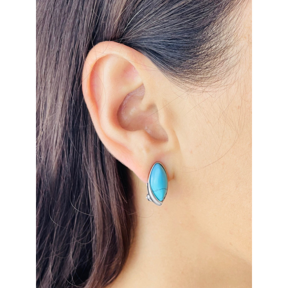 Silberclips mit Türkisstein