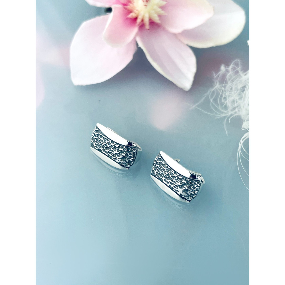 Srebrne kolczyki ozdobne prostokąty