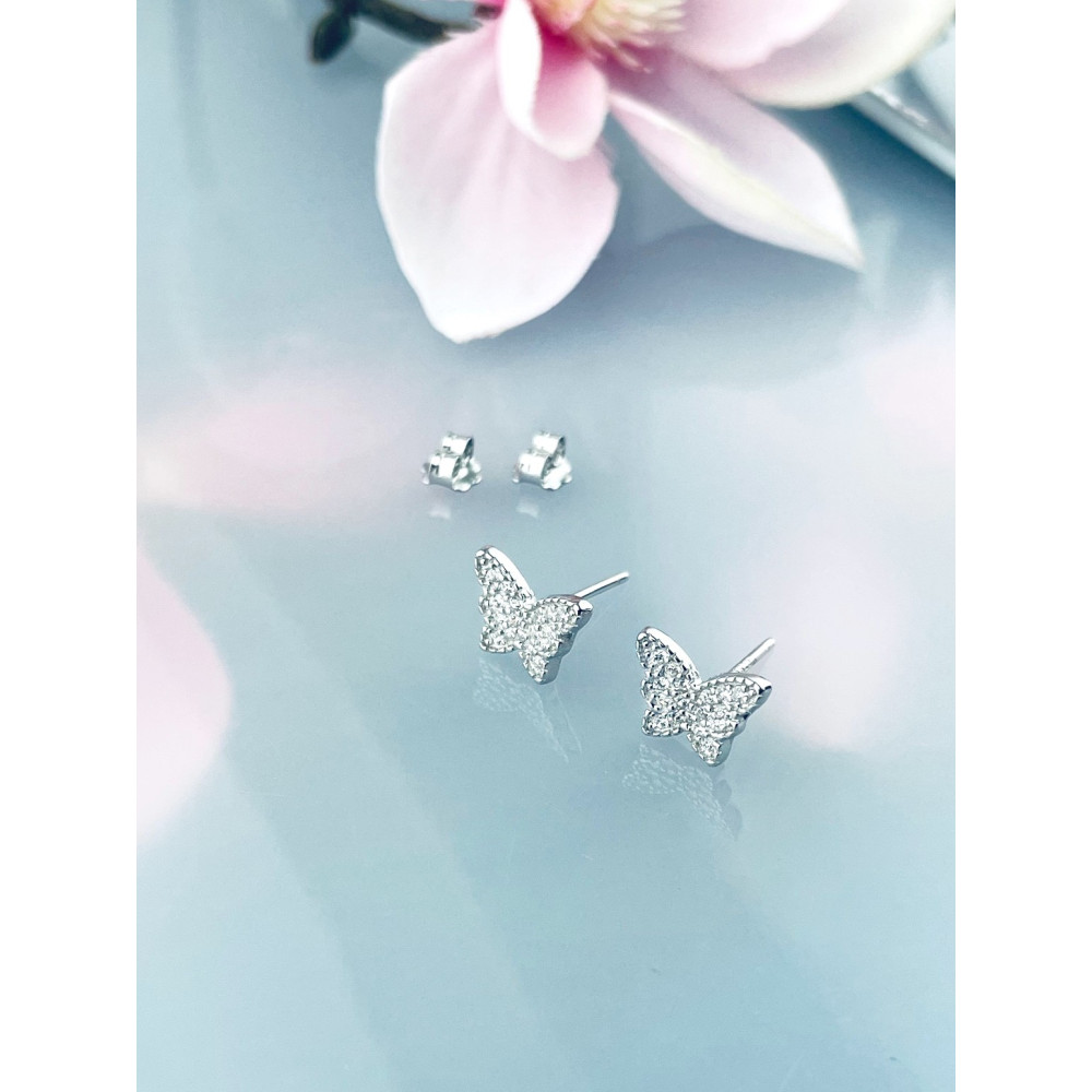 Schmetterling 925 Silber Ohrringe mit Zirkonia