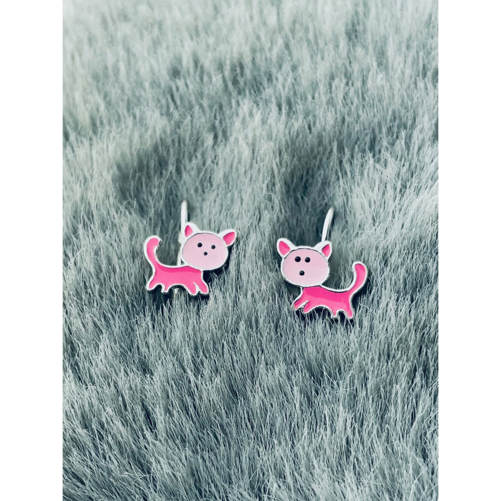 Katze 925 Silber Ohrringe