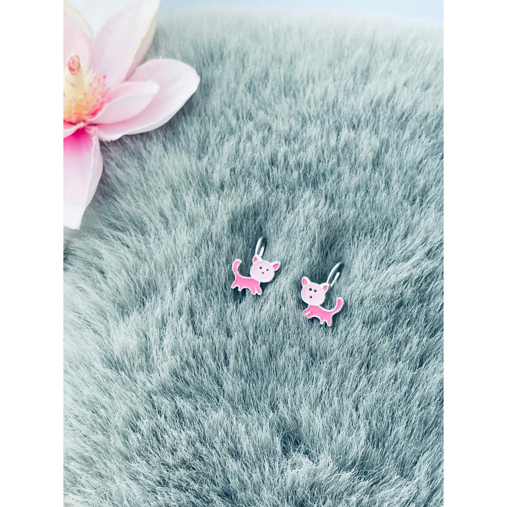 Katze 925 Silber Ohrringe