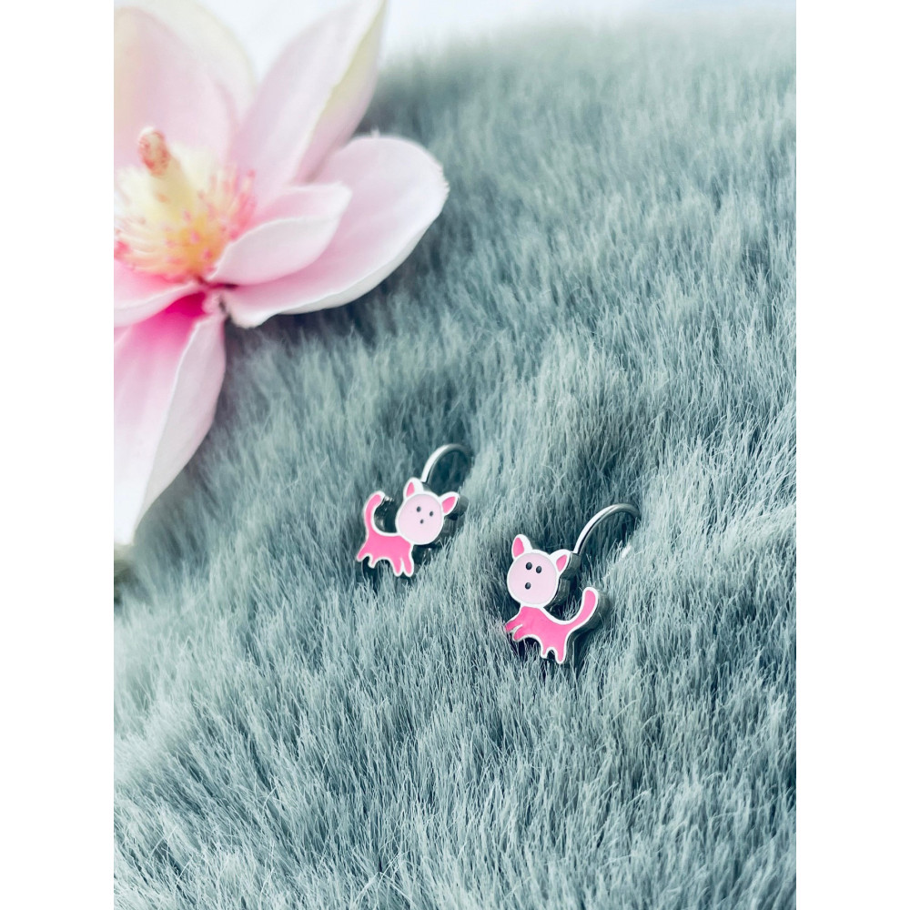 Katze 925 Silber Ohrringe