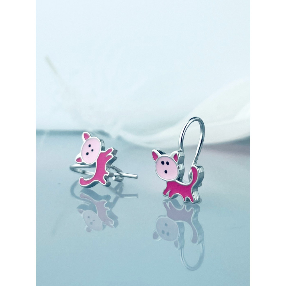 Katze 925 Silber Ohrringe