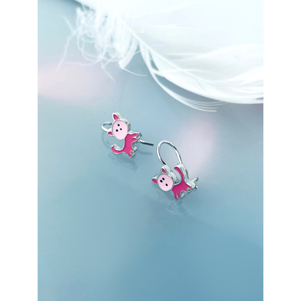 Katze 925 Silber Ohrringe