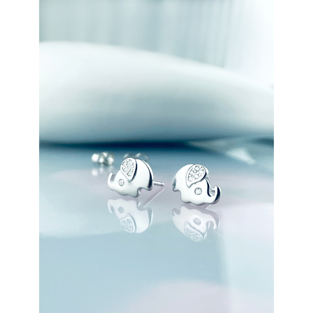 Elefant 925 Silber Ohrringe mit Zirkonia