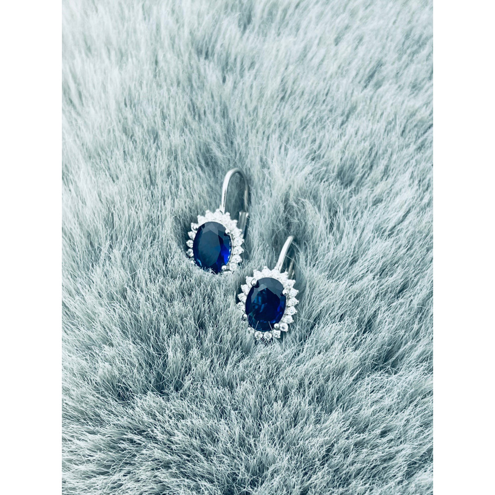 Oval 925 Silber Ohrringe mit Zirkonia