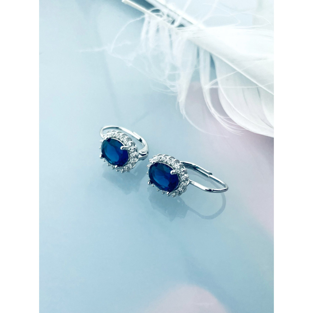 Oval 925 Silber Ohrringe mit Zirkonia