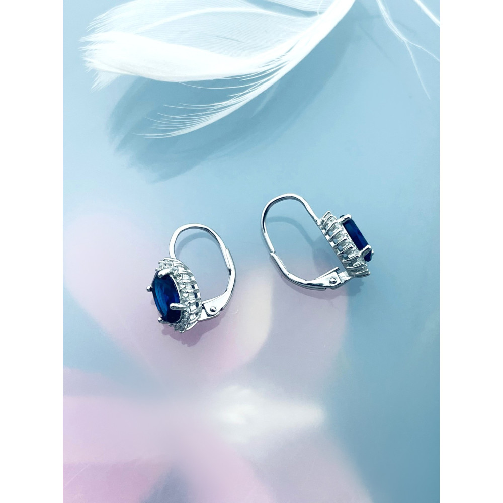 Oval 925 Silber Ohrringe mit Zirkonia