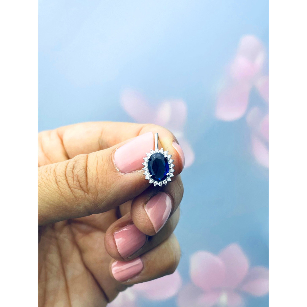 Oval 925 Silber Ohrringe mit Zirkonia