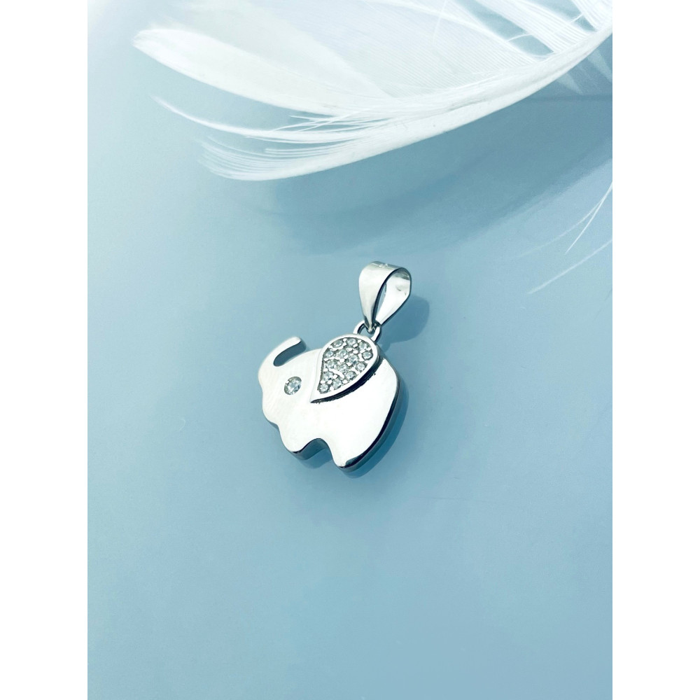 Elefant 925 Silber Damen Medaillon Anhänger mit Zirkonia