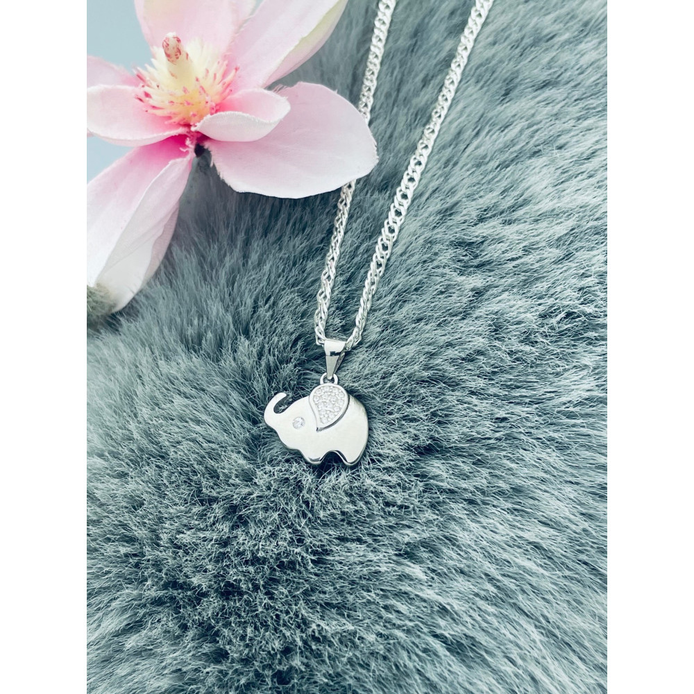 Elefant 925 Silber Damen Medaillon Anhänger mit Zirkonia