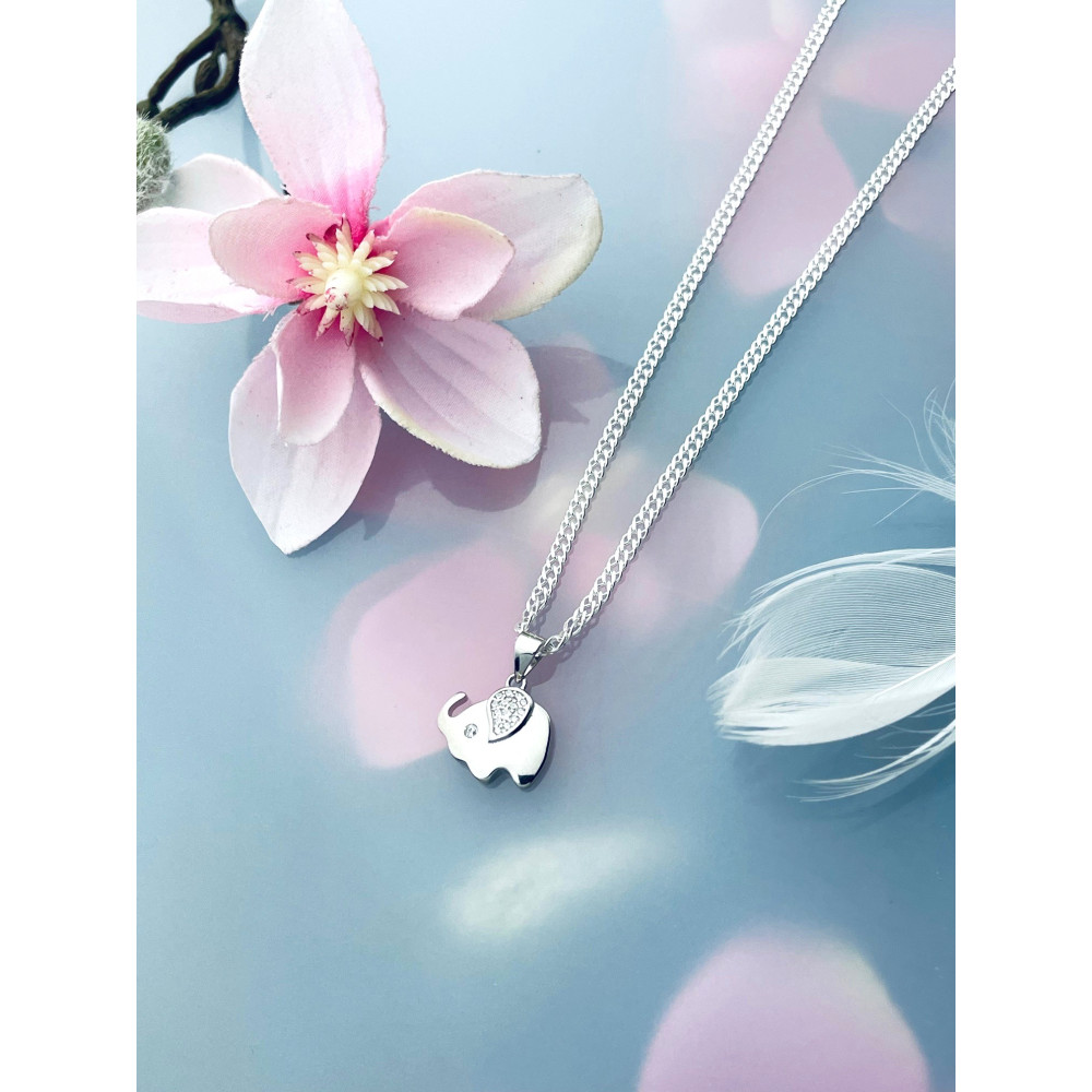 Elefant 925 Silber Damen Medaillon Anhänger mit Zirkonia