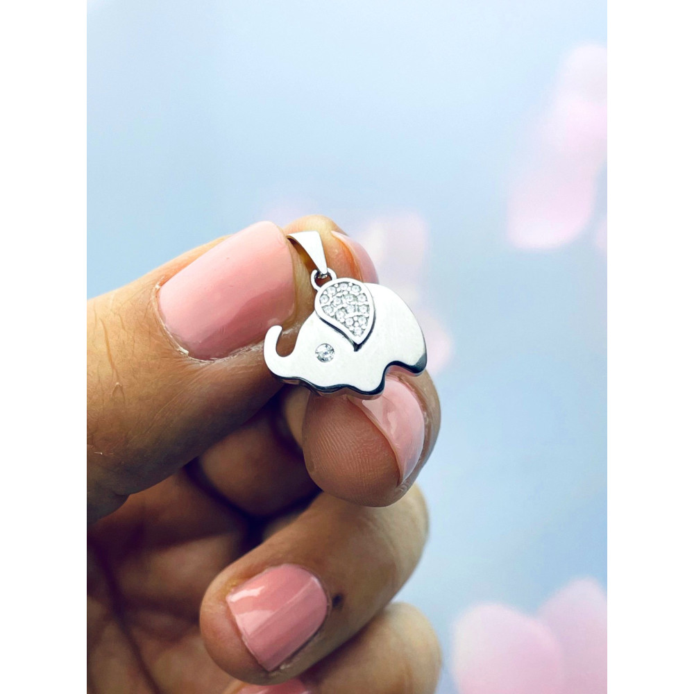 Elefant 925 Silber Damen Medaillon Anhänger mit Zirkonia