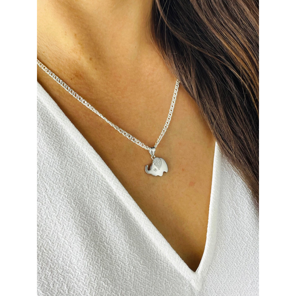 Elefant 925 Silber Damen Medaillon Anhänger mit Zirkonia