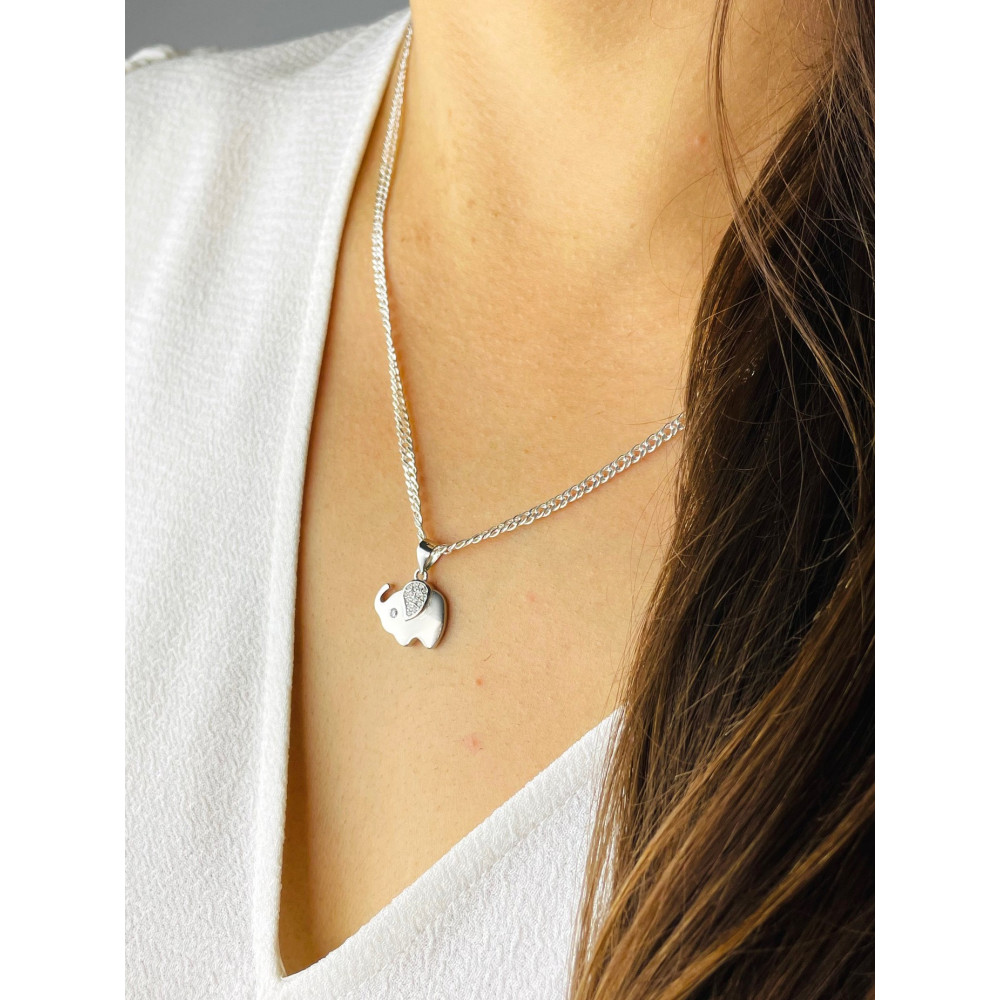 Elefant 925 Silber Damen Medaillon Anhänger mit Zirkonia