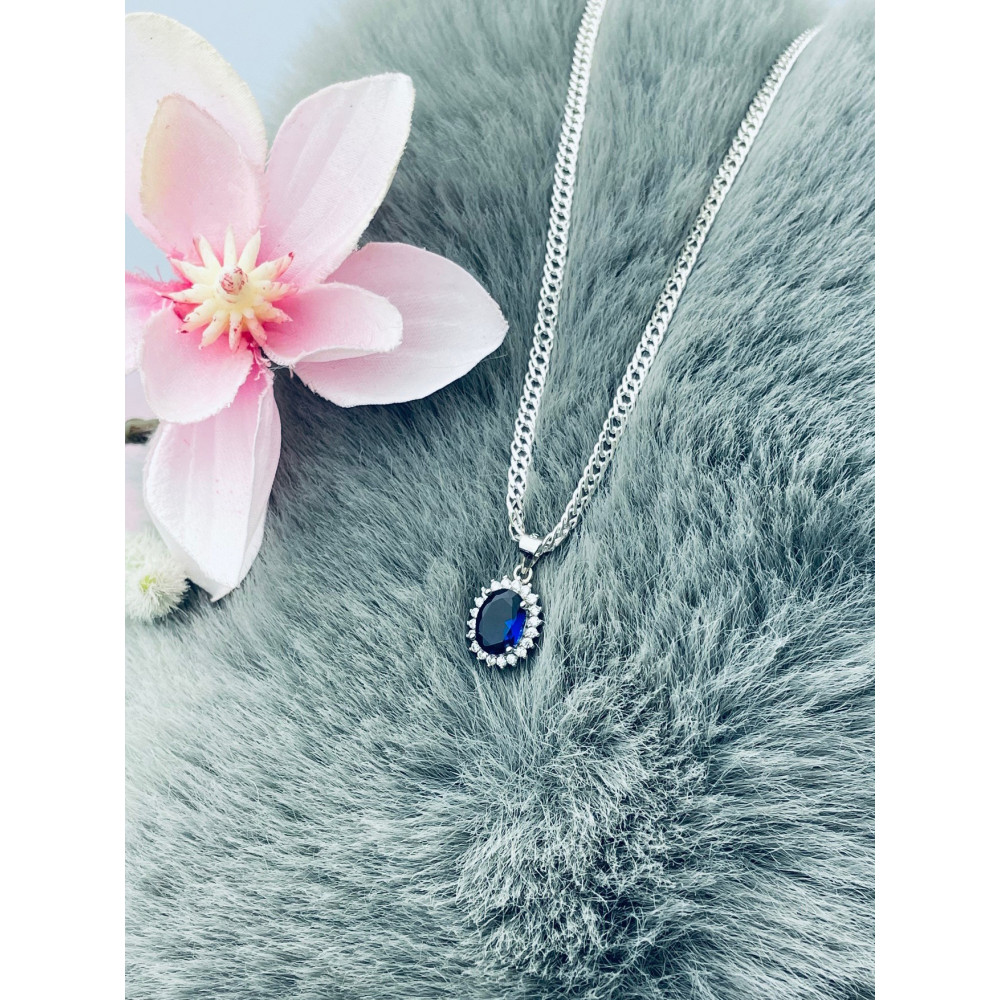 Oval 925 Silber Damen Medaillon Anhänger mit Zirkonia