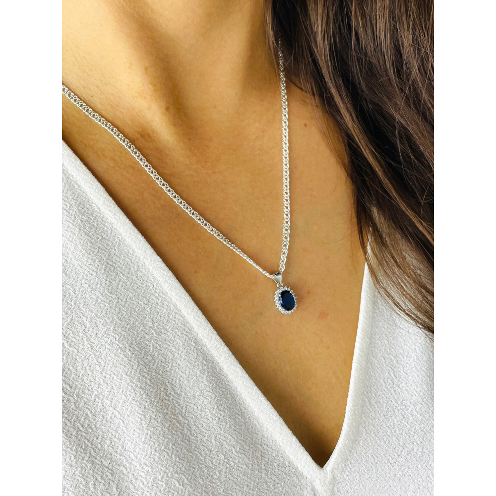 Oval 925 Silber Damen Medaillon Anhänger mit Zirkonia