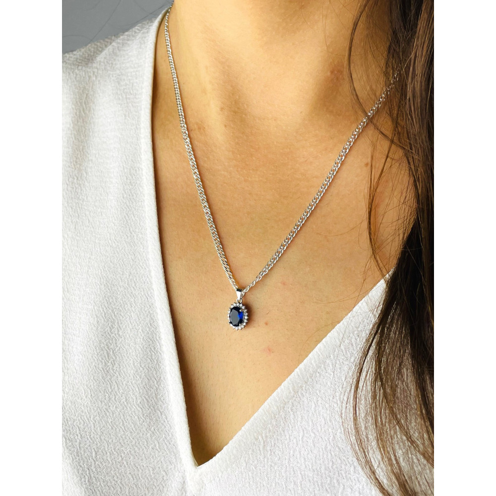 Oval 925 Silber Damen Medaillon Anhänger mit Zirkonia