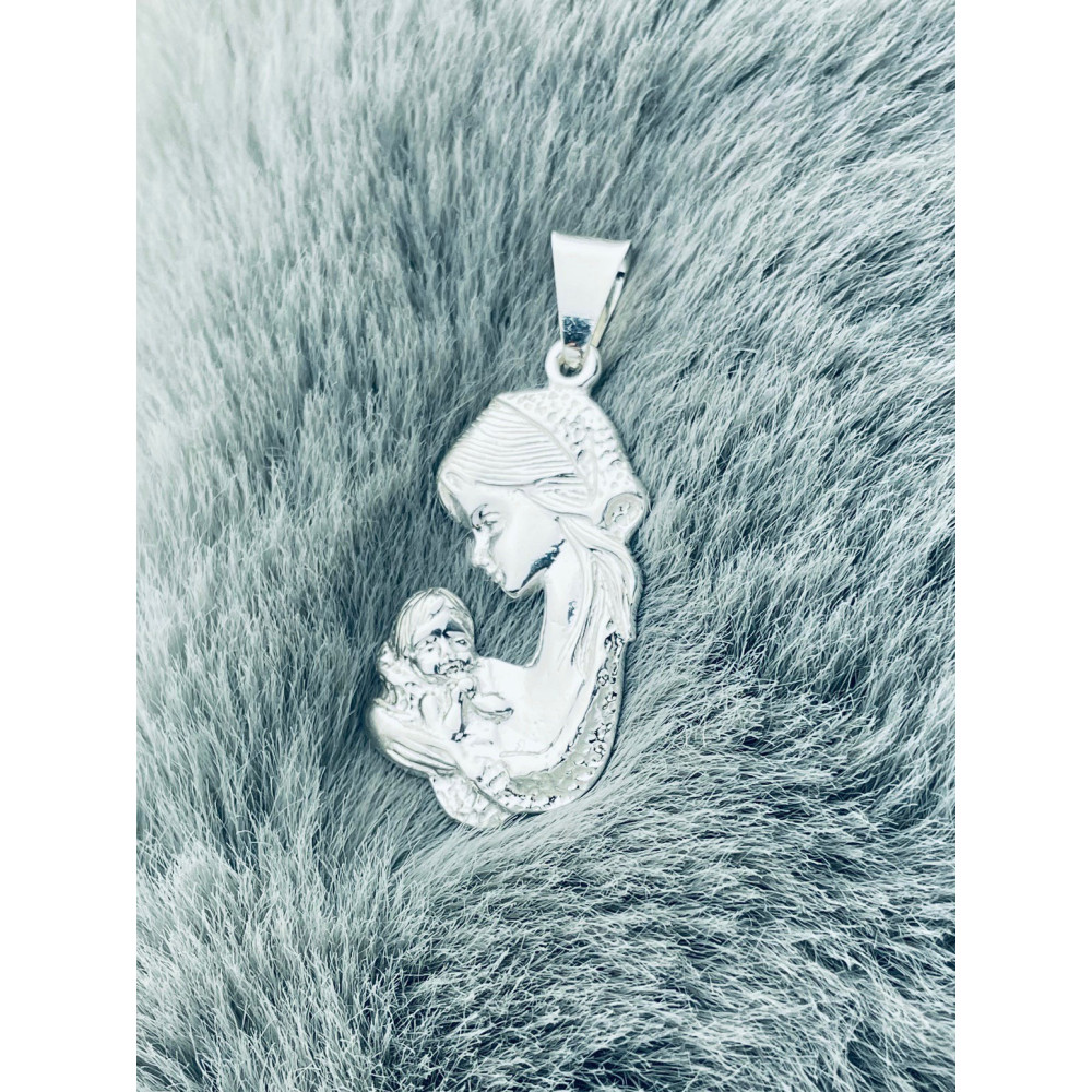 Silber Anhänger Madonna Maria mit Jesuskind Erstkommunion 925er