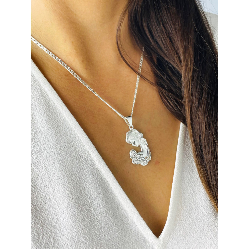 Srebrny Medalik Matka Boska z dzieciątkiem Jezus