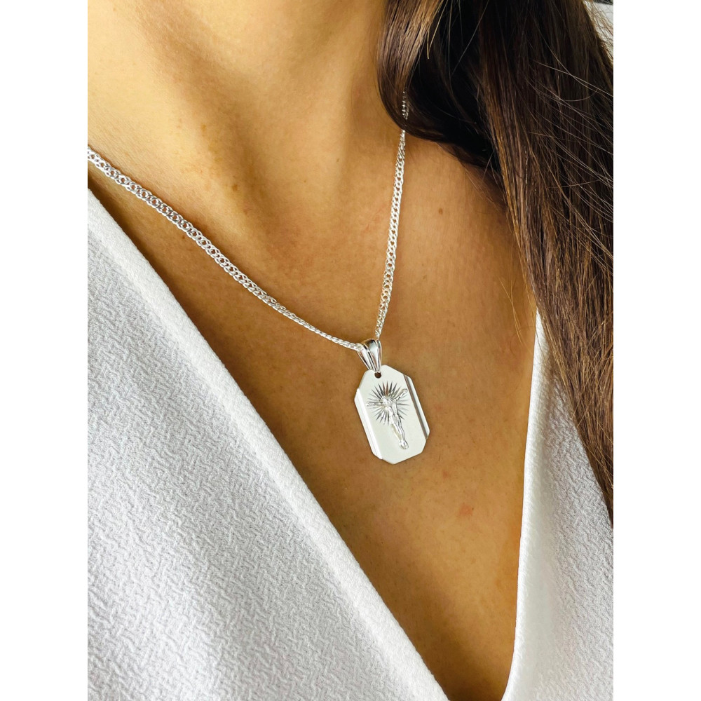 Srebrny Medalik Jezus Ukrzyżowany Komunia Chrzest