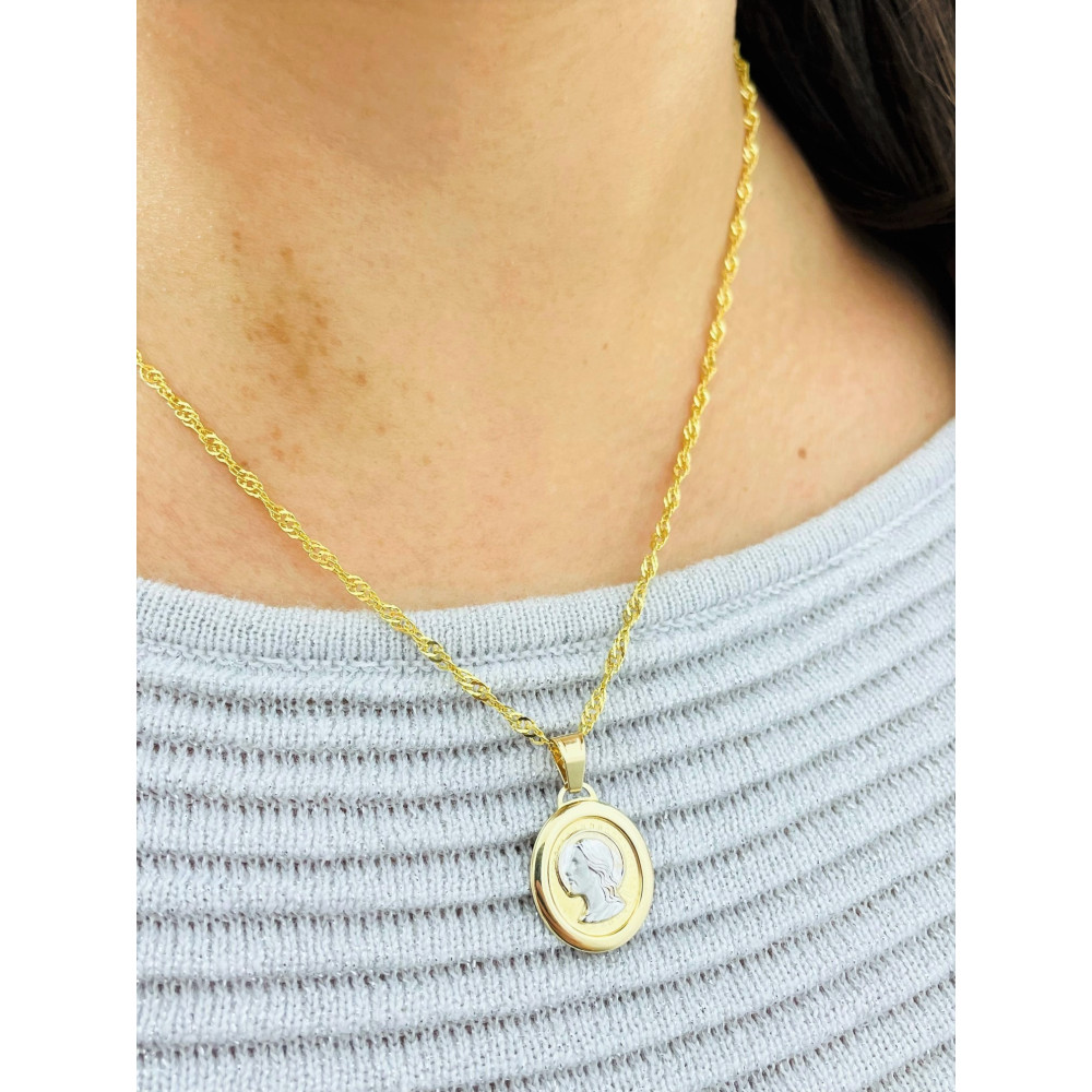 Złoty medalik dwukolorowy zawieszka Pan Jezus