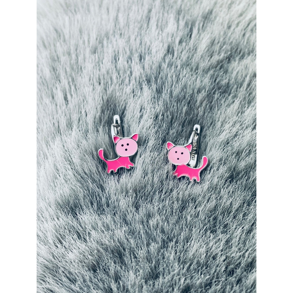 Katze 925 Silber Ohrringe