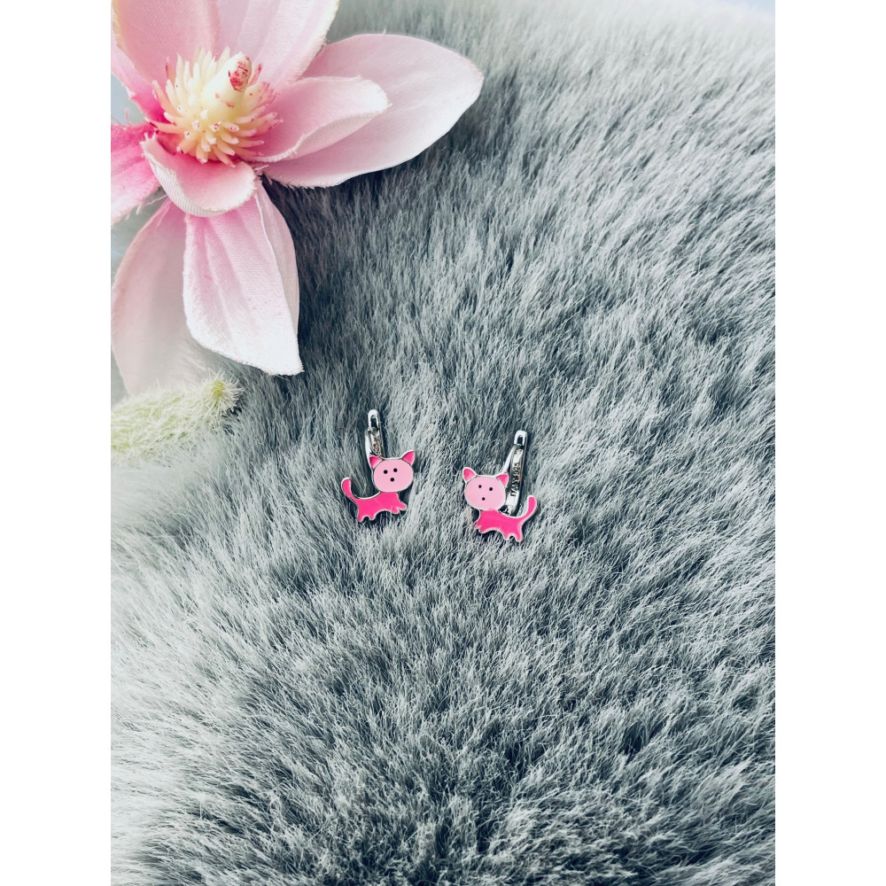 Katze 925 Silber Ohrringe