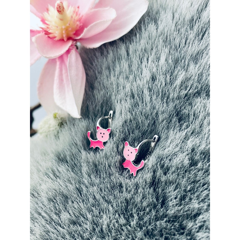 Katze 925 Silber Ohrringe